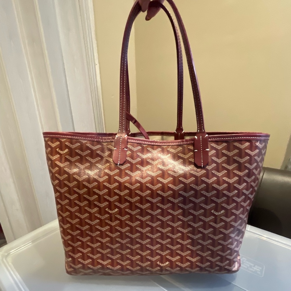 Red Patterned Tote Bag with Double Handles